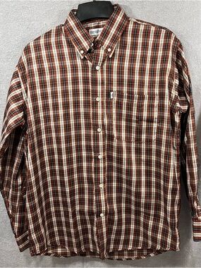 Emporio Armani Plaid Button-Down Shirt, Medium, Mens